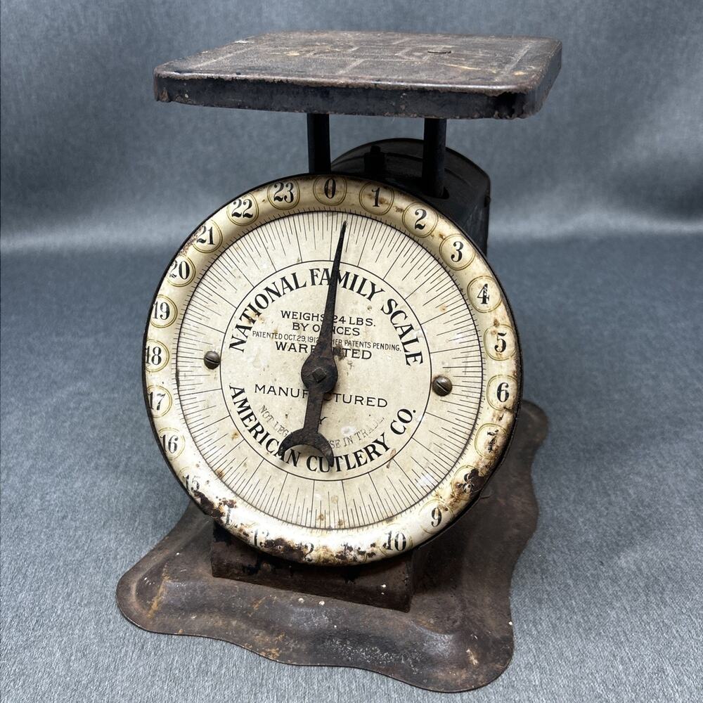 Antique National Family Scale 24lb American Cutlery Co. 1912 Patent Rusty Patina